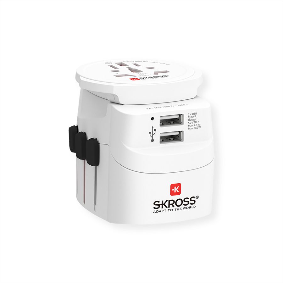 Skross PRO Light USB 2xA - World Reiseadapter, Weltweit