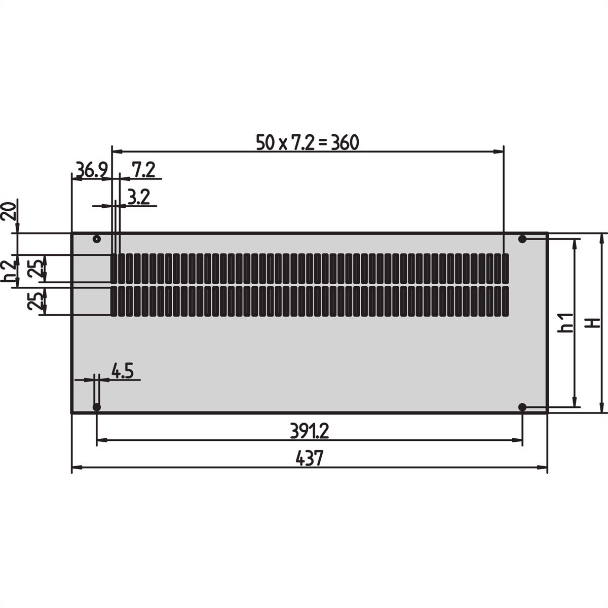Panneau arrière de l'Inpac SCHROFF ventilé, 6 U