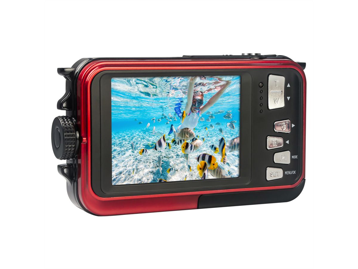 Agfa Digitalkamera WP8000 rot, Doppeldisplay, Blitz, wasserdicht bis 3m