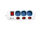 ROLINE 3-fach Steckdosenleiste mit Schalter, USB-Charger A+C, 3 m