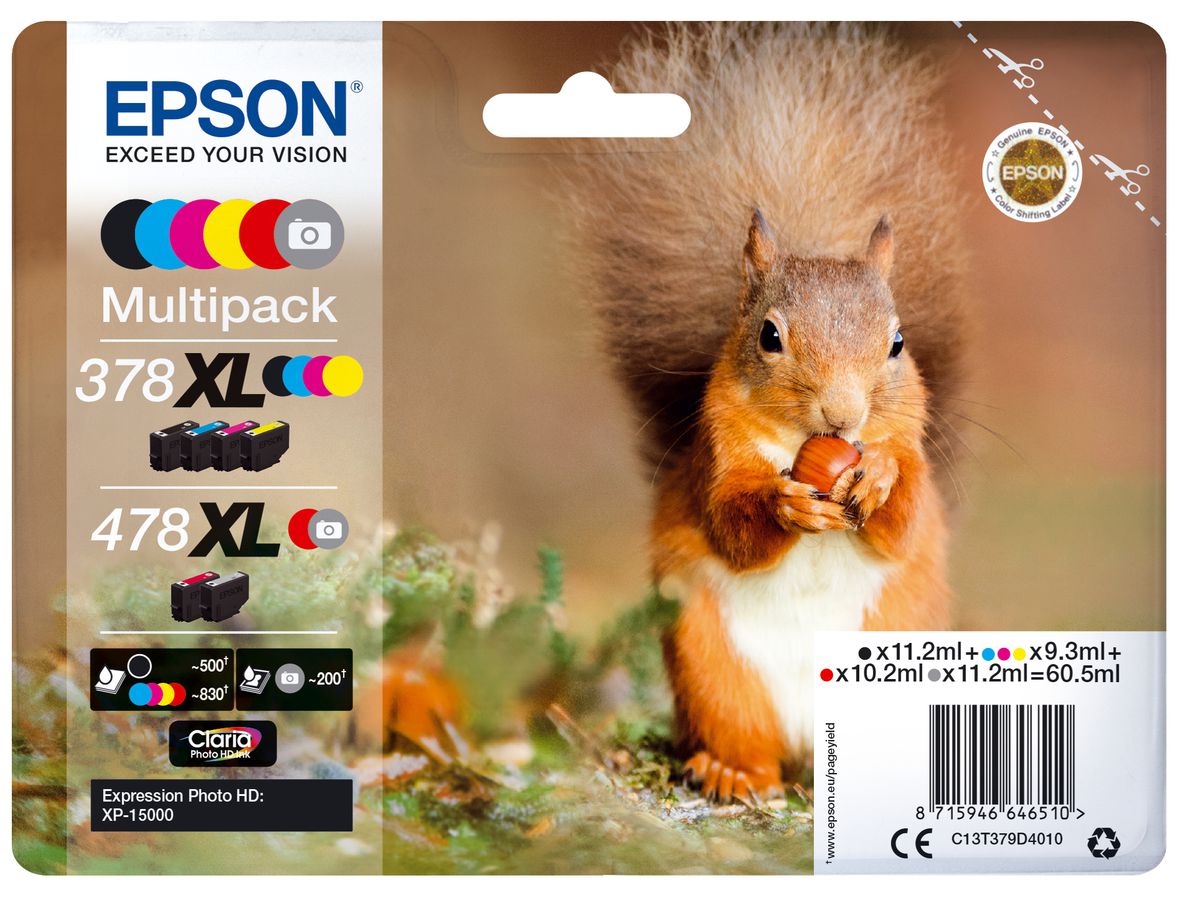 Epson Squirrel Multipack 6-colours 378XL / 478XL Claria Photo HD Ink