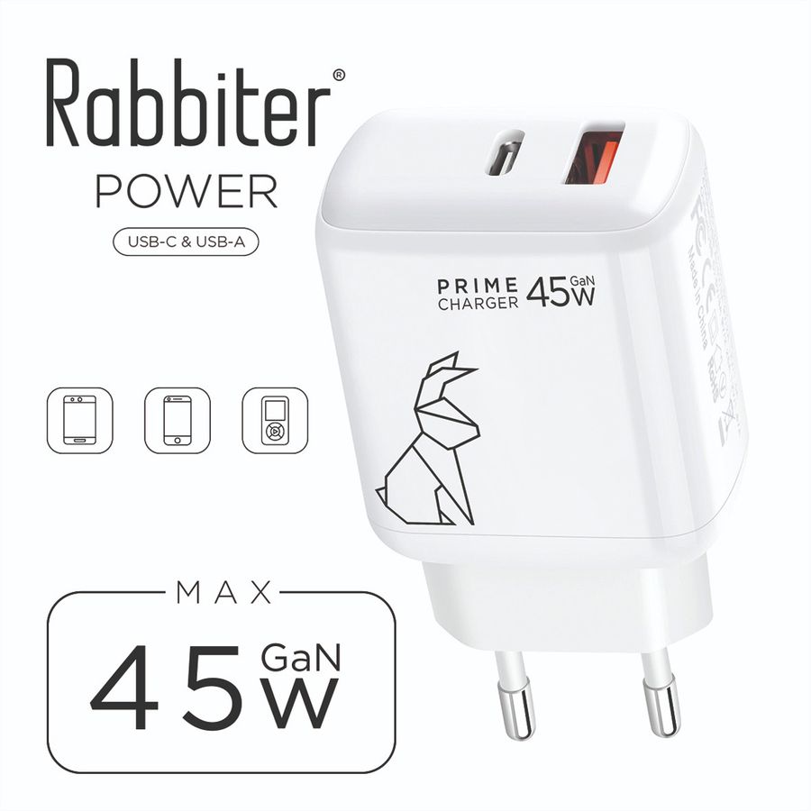 Rabbiter Power Fast Dual-Charger, 45W