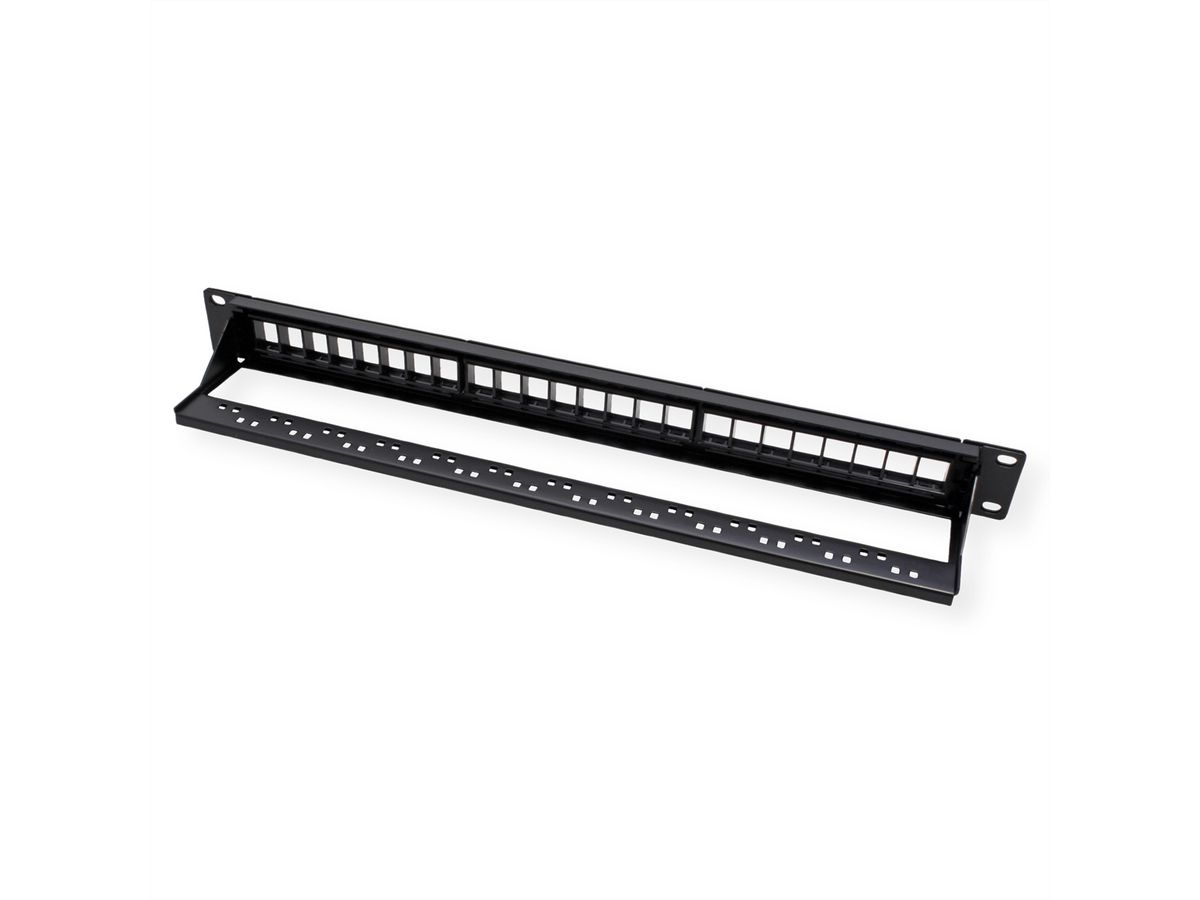 VALUE Panneau de brassage 19" pour keystones, 24 ports, 1U, en 3 parties, non-blindé, noir