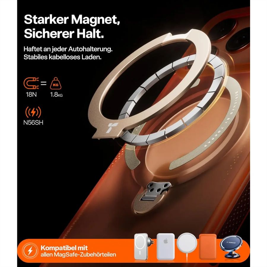 Torras Ostand Q3 Air Case, iPhone 17 Pro, Magsafe, orange