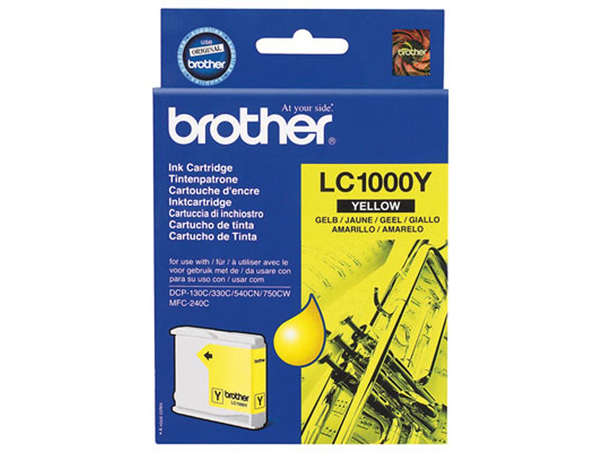 LC-1000Y, BROTHER Tintenpatrone, yellow für ca. 400 Seiten. Für z. B. BROTHER DCP-130C / DCP-330C / DCP-540CN / DCP-750CW / MFC-240C / MFC-440CN / MFC-660CN.