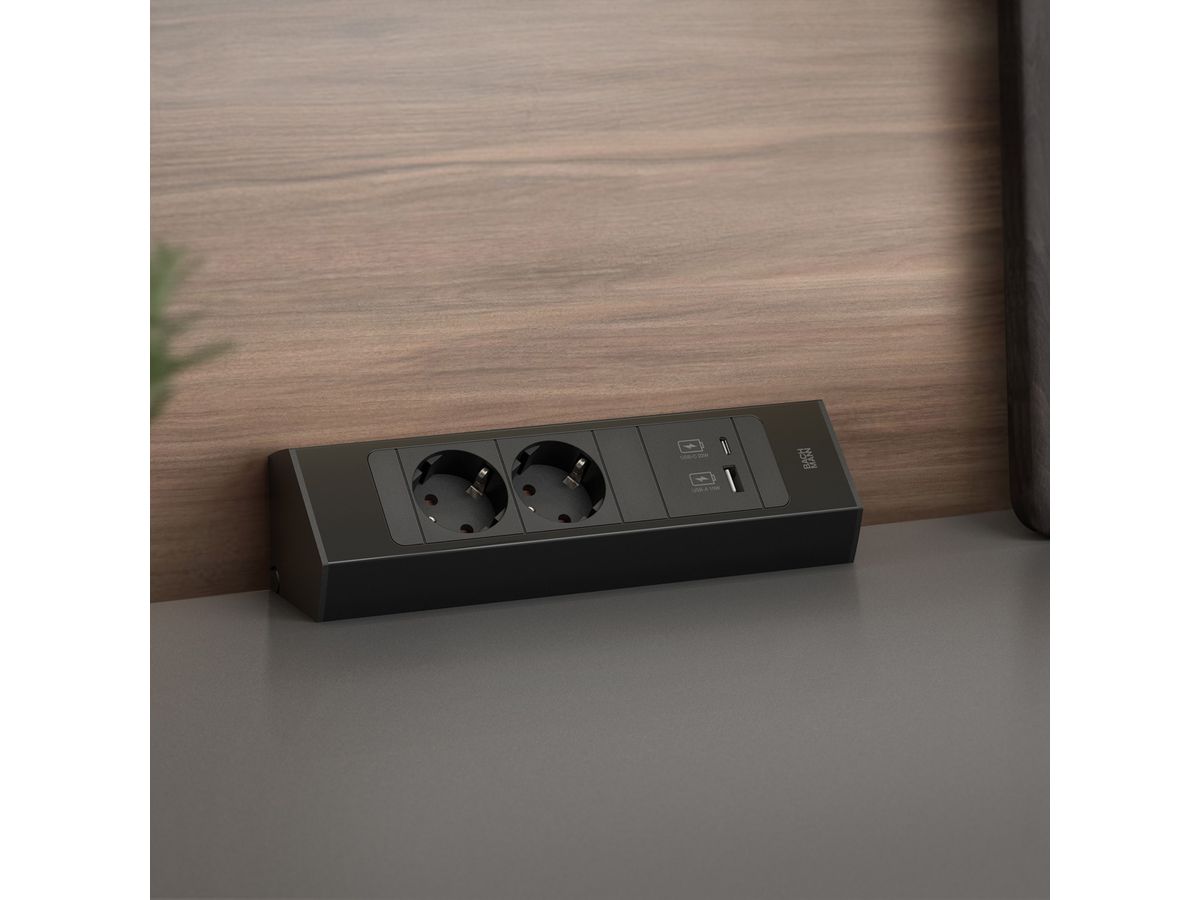 BACHMANN CASIA2 2xCEE7/3 1xUSB A/C 22W 2,0m AEH SW