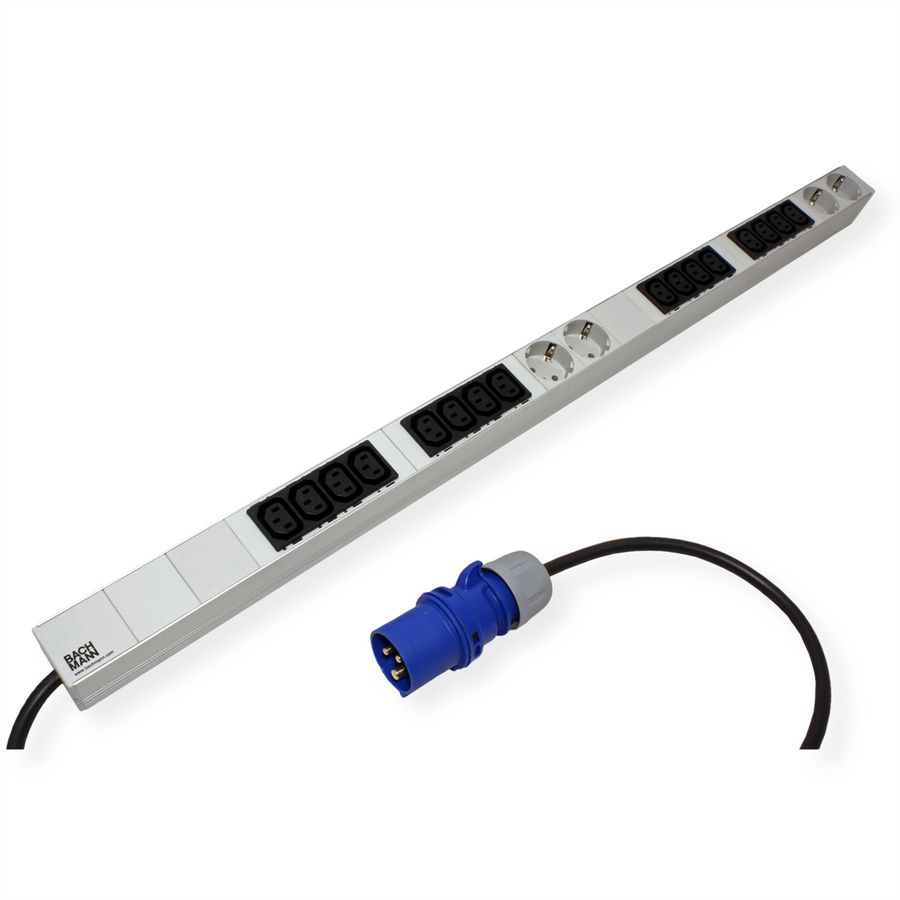 BACHMANN IT PDU ALU 1UH 16x C13 4x contact de protection CEE 16A bleu