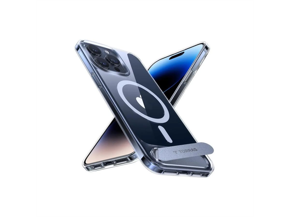 Torras UPRO Pstand Schutzhülle, iPhone 15 Pro Max, MagSafe, transparent