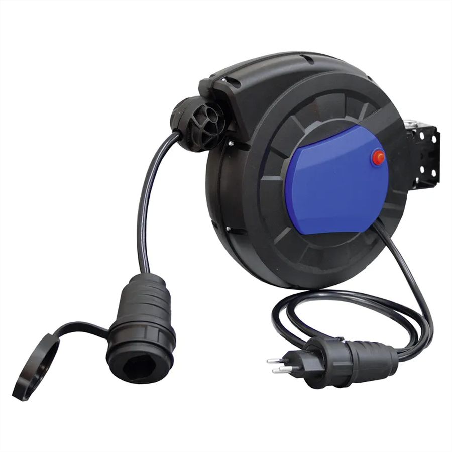 Steffen Kunststoff Kabelrückzugrolle 5m, 3x1.5mm2, 1xT13 mit Stecker T12 1m