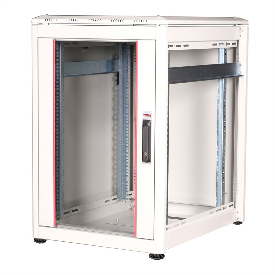 ROLINE 19" Baie réseau Pro 16U, 600x800 LxP Porte verre gris