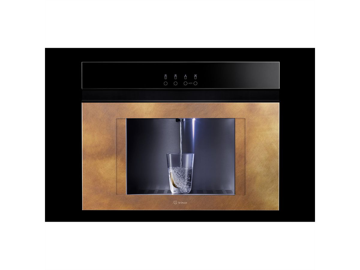 Irinox Wasserspender 45, Messing Délabré, mit schwarzem Bedienteil & schwarzem Griff Hot & Cold
