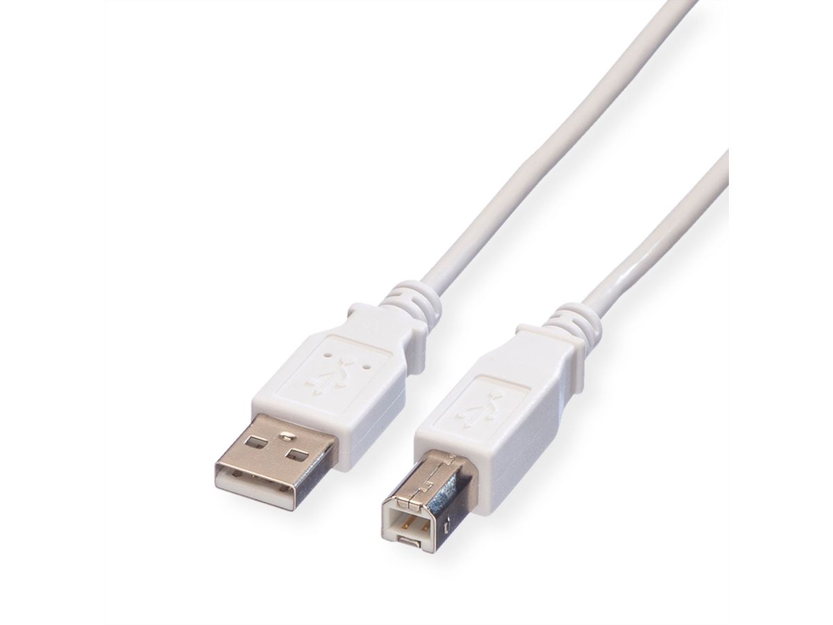 VALUE USB 2.0 Kabel, Typ A-B, weiß, 0,8 m