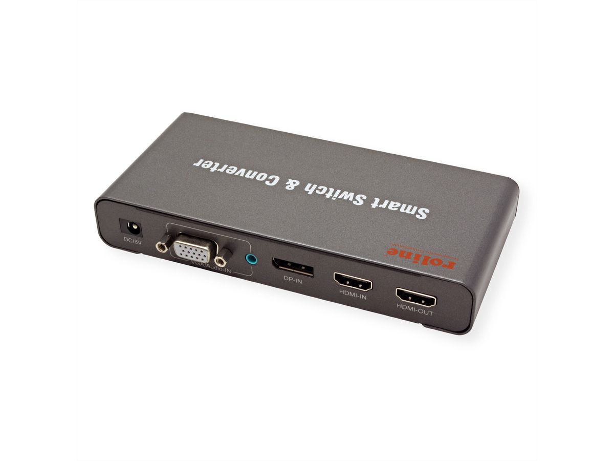 ROLINE Switch convertisseur HDMI/VGA/DP vers HDMI