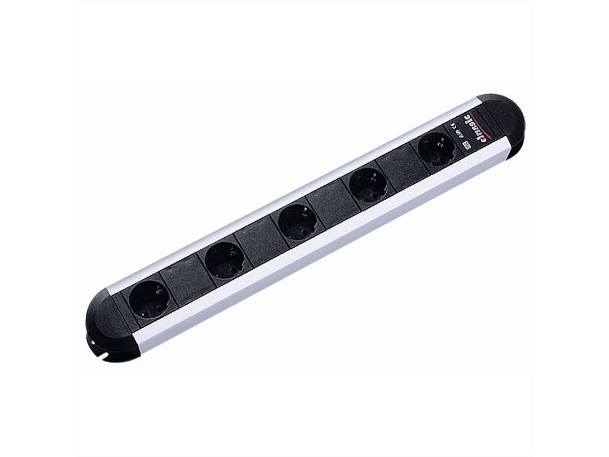 BACHMANN PRIMO bloc multiprise 5x contact de protection, aluminium, distance entre les prises 85mm, 1,75 m