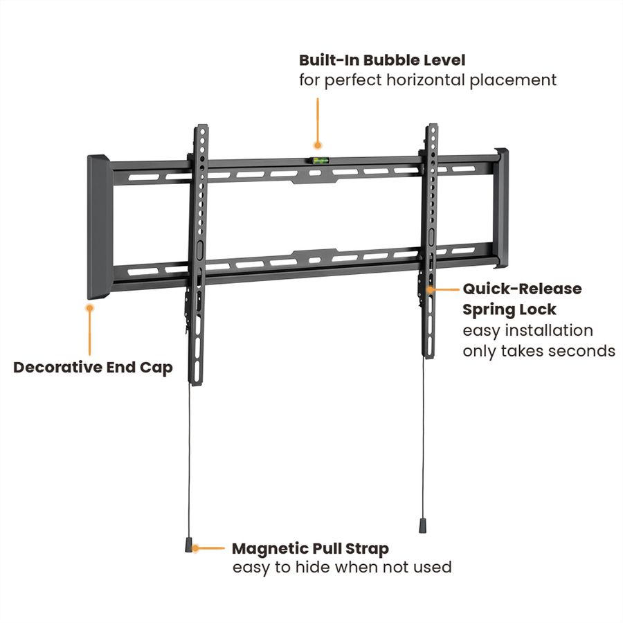VALUE Support mural TV, distance murale de 27 mm, fixe, 43–90 pouces, jusqu'à 75 kg