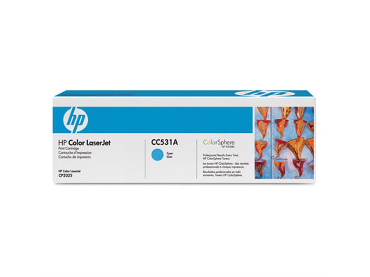 CC531A, HP Color LaserJet Druckkassette cyan, ca. 2.800 Seiten für HP LaserJet CP2025 / CM2320 Color