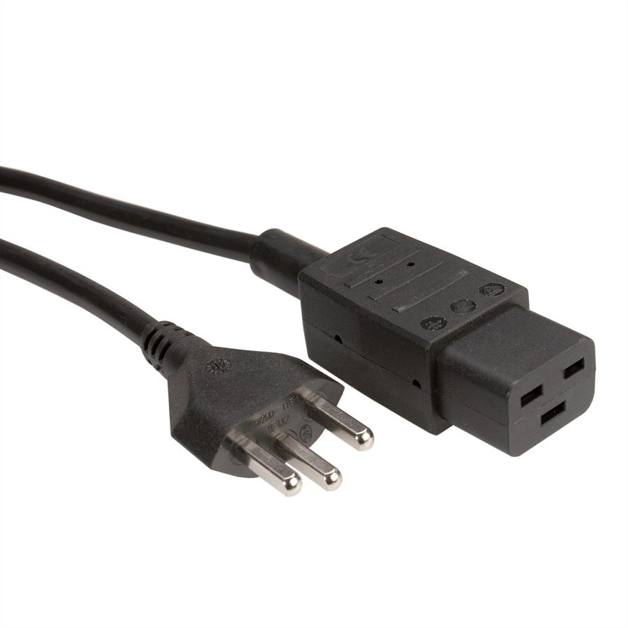 Câble d'alimentation T23 - IEC320-C19 16A/250V, 2m, noir, suisse