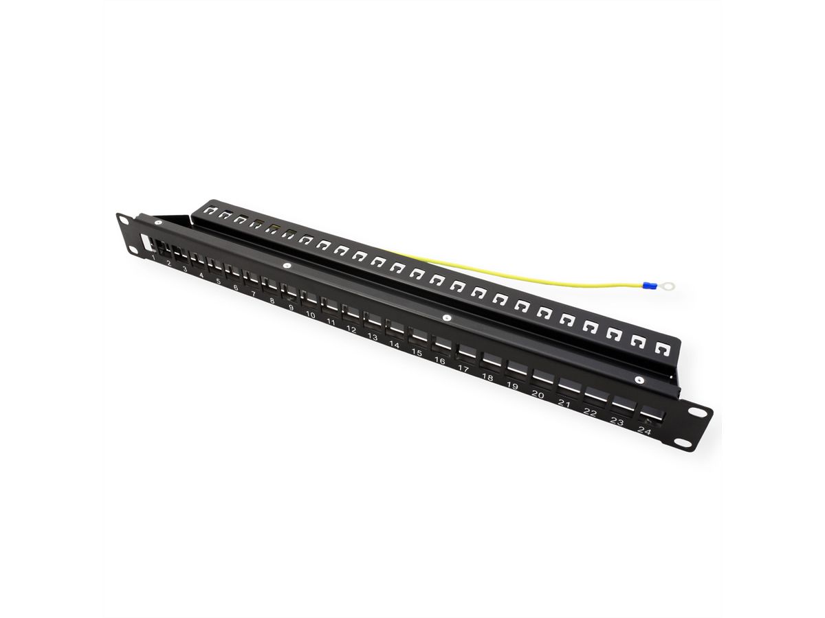VALUE Panneau de brassage 19" pour keystones, 24 ports, 1U, blindé, noir