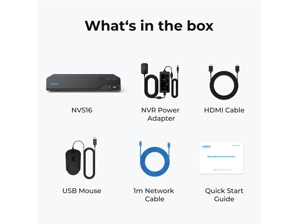 Reolink NVS16 NVR Netzwerk-Videorekorder 16-CH, 16x PoE, 4 TB