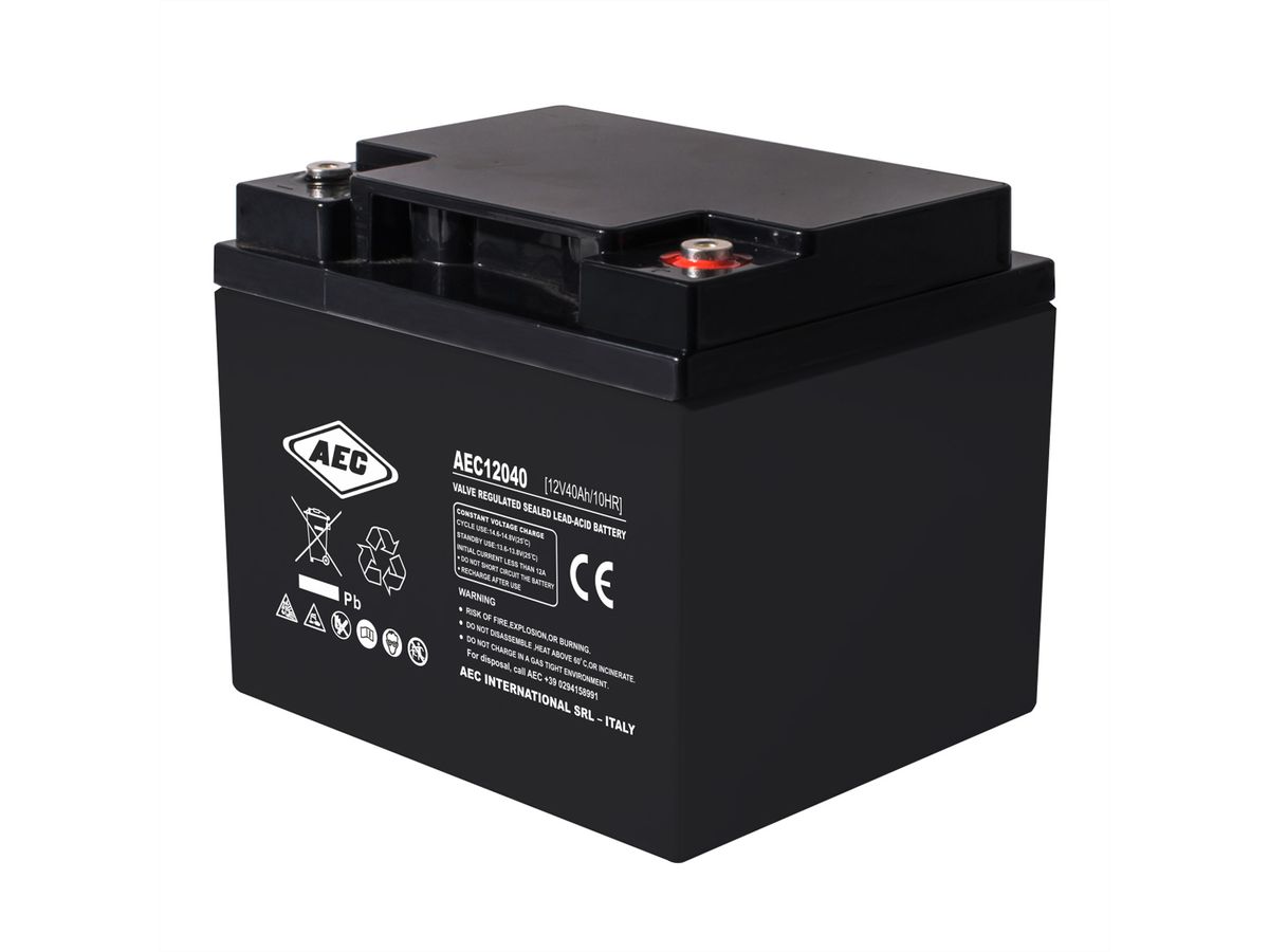 AEC 12VDC 40Ah Verschlossener, wartungsfreier Bleiakkumulator, Anschlüsse Female M6, Long Life, Ideal für USV Anlagen