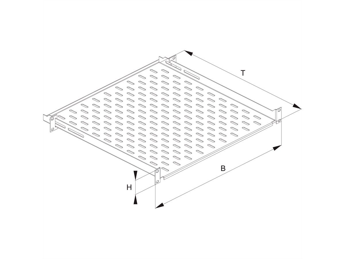 CONTEG 19"-Geräteträger schwarz 1 HE, 435 x 550 mm, max. 15kg