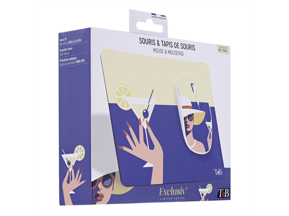 Souris sans fil et tapis de souris T'nB COCKTAIL EXCLUSIV , dans le kit