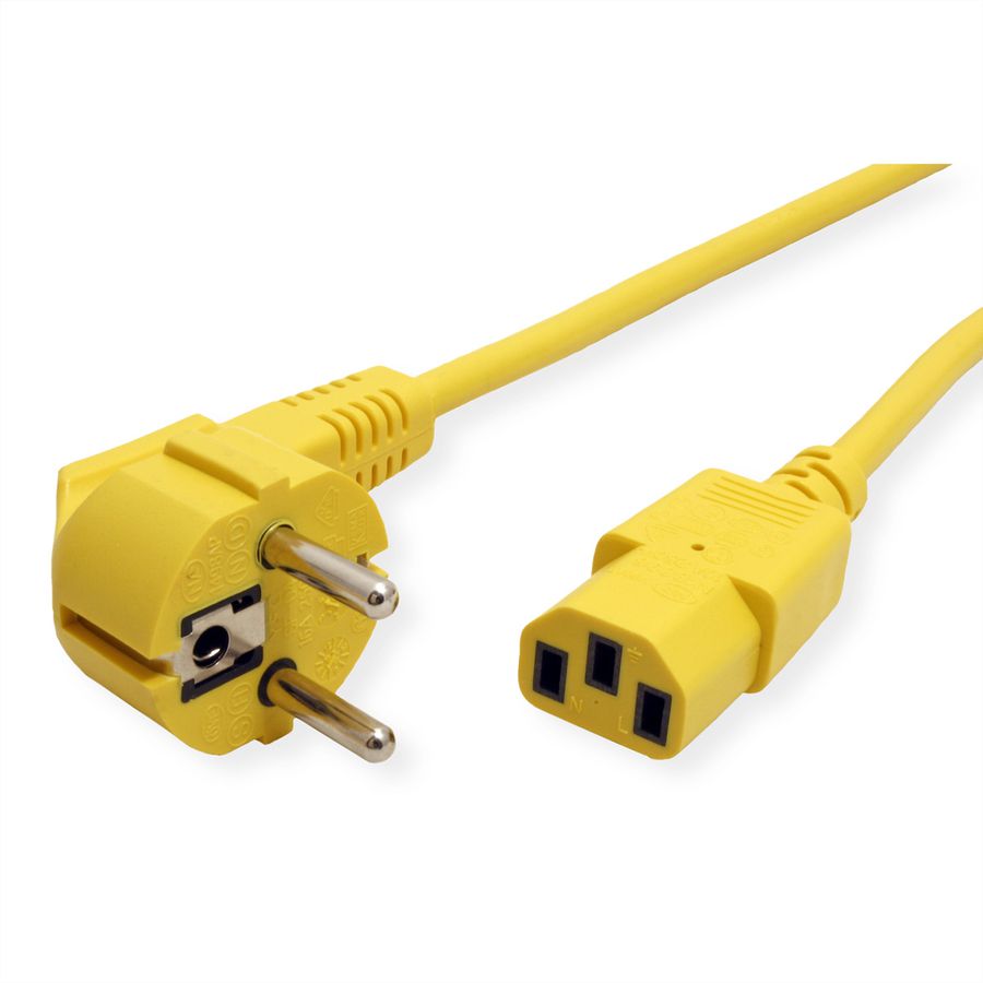 ROLINE Câble d'alimentation IEC droit, jaune, 1,8 m