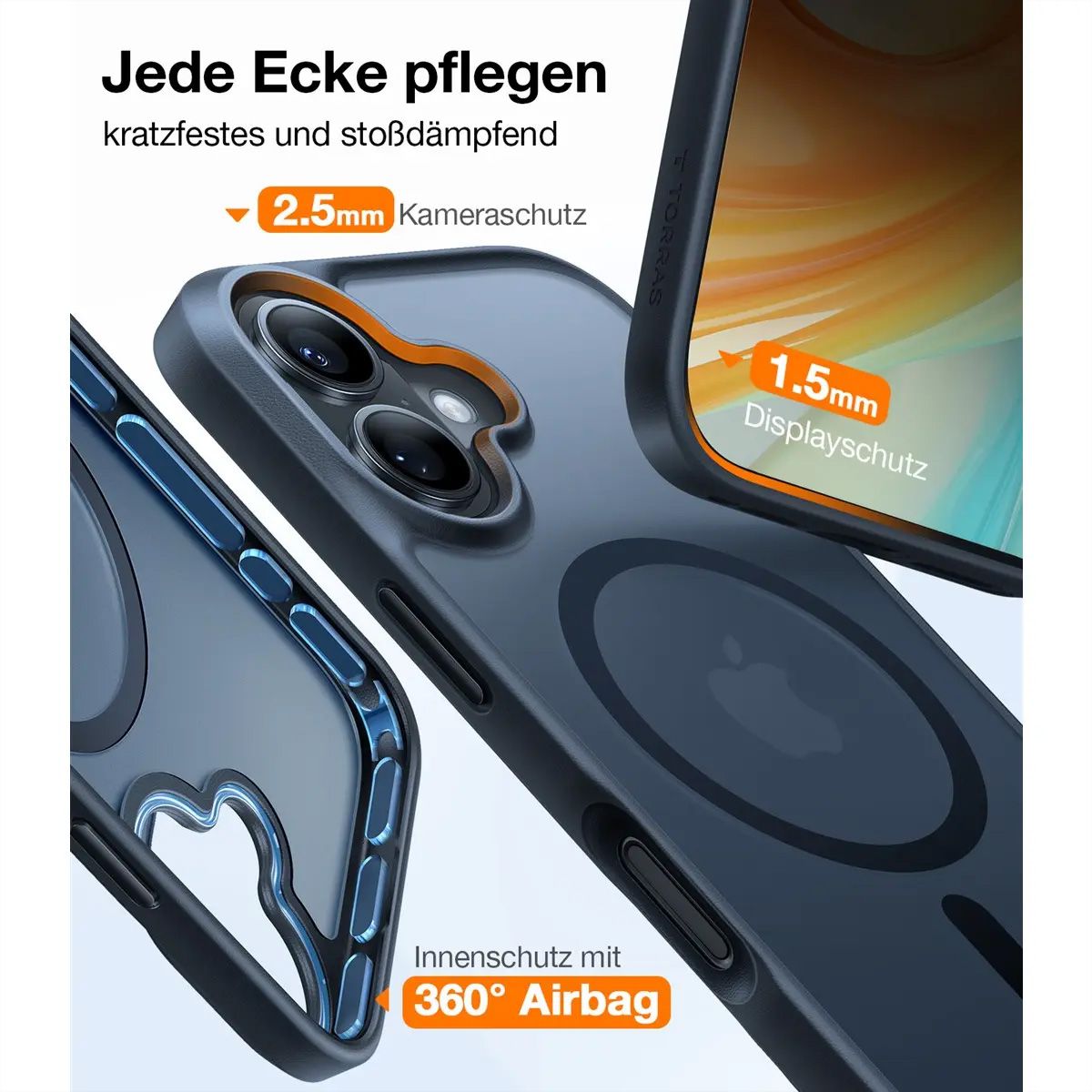 Torras Guardian Case, iPhone 16, MagSafe, noir