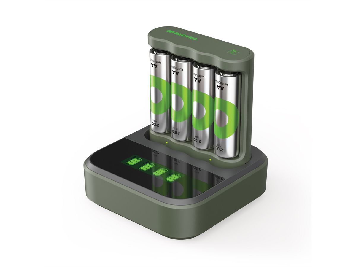 GP Batteries USB-Ladegerät GP B421, inkl. 4 x ReCyko AA 2100 mAh & USB Dock