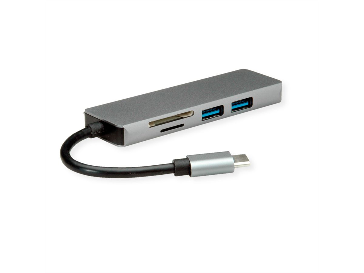 ROLINE Dockingstation USB Typ C, 4K HDMI, 2x USB3.2 Gen1 (Typ A), SD/MicroSD