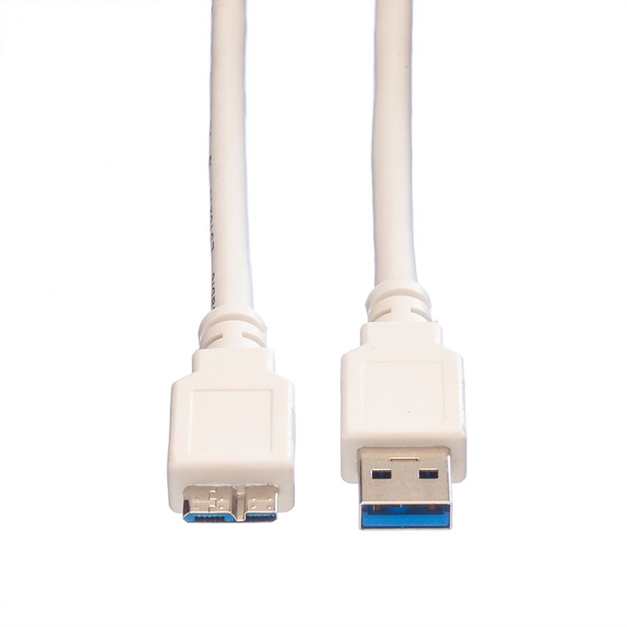VALUE Câble USB 3.2 Gen 1, A M - Micro B M, blanc, 2 m