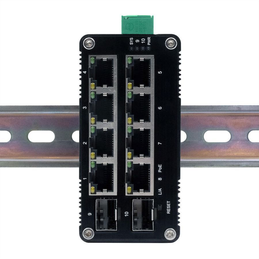 EXSYS EX-62035MPoE-SFP Mini commutateur industriel 8+2 ports Gigabit SFP PoE+, géré par le Web