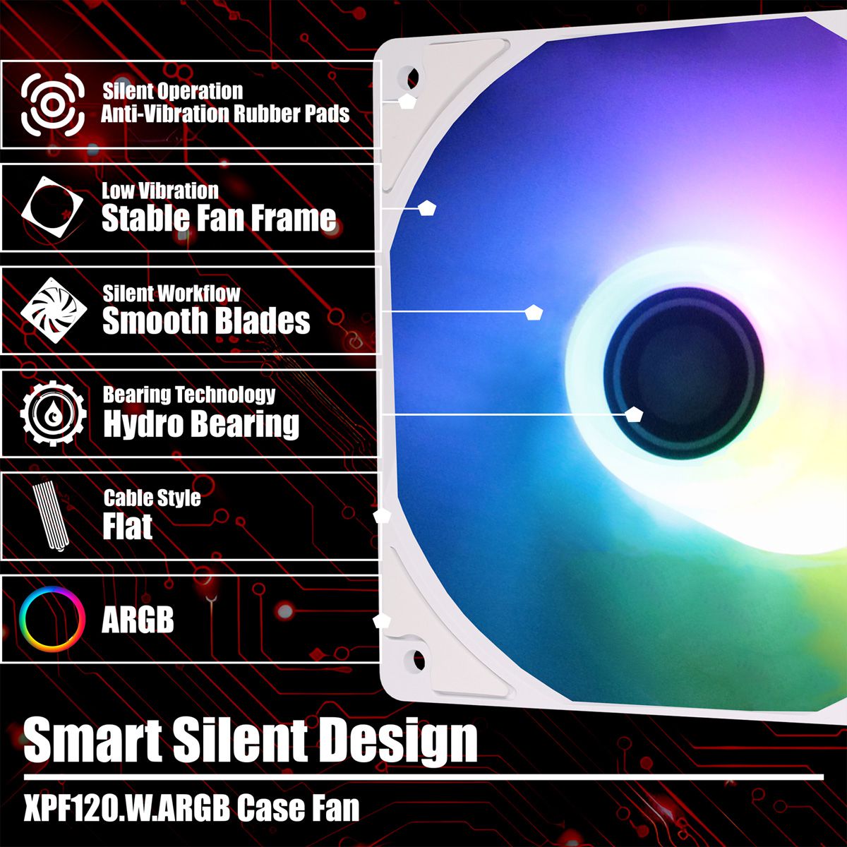 Xilence XPF120.W.ARGB 120mm PWM Gehäuselüfter, ARGB LED