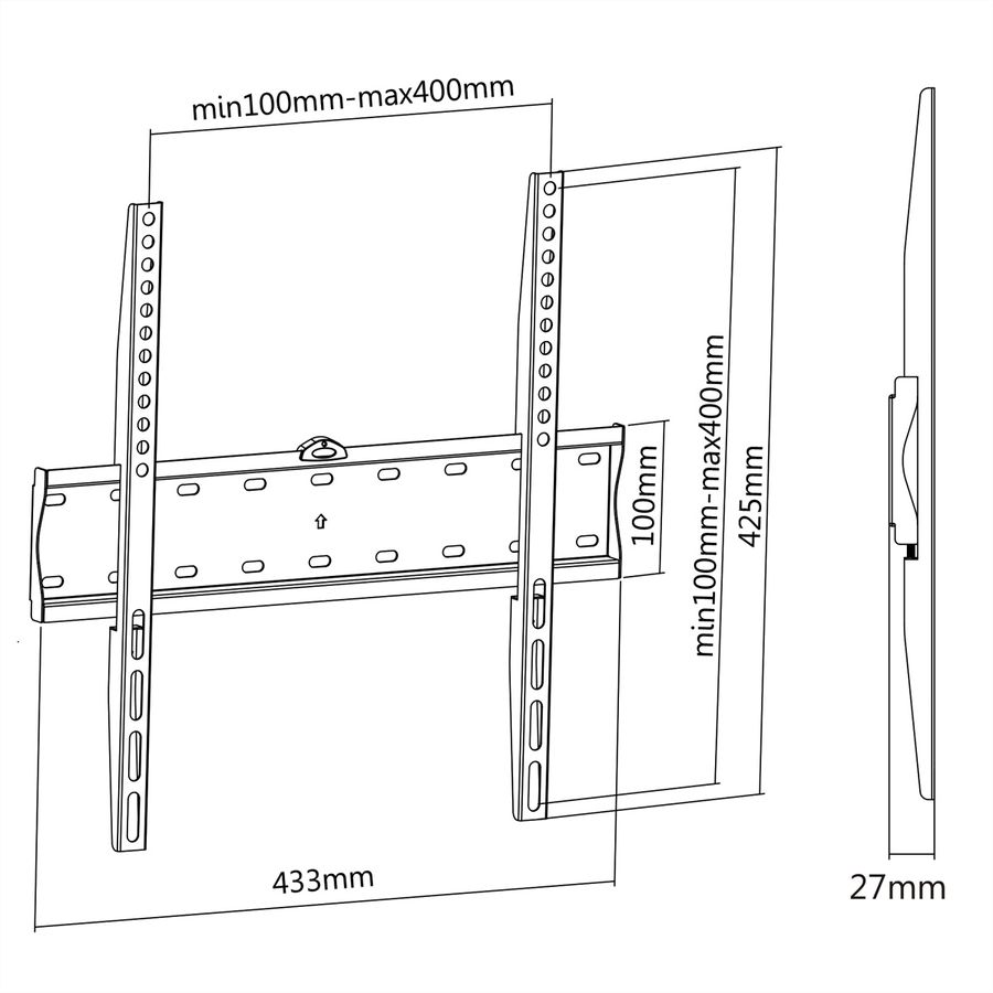 VALUE TV-Wandhalterung, fest, 32-55 Zoll, bis 40 kg