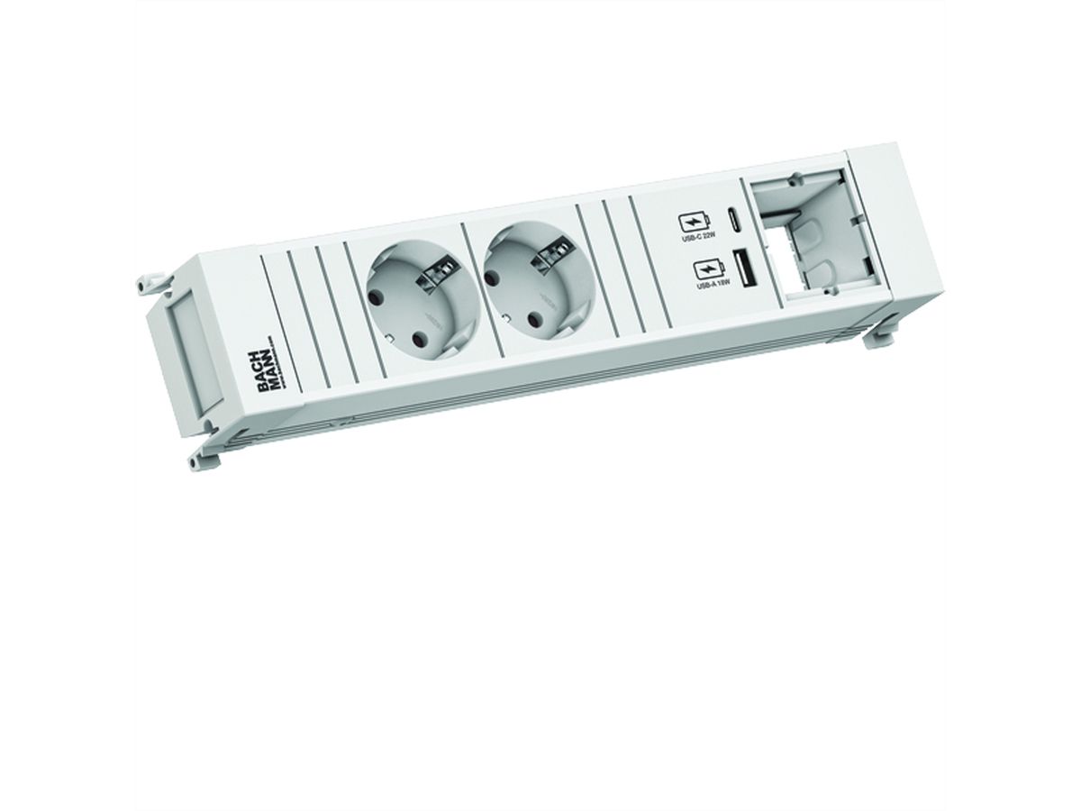 BACHMANN POWER FRAME 2xCEE7/3 1xCM 1xUSB A/C 22W 0,2m GST18 ws