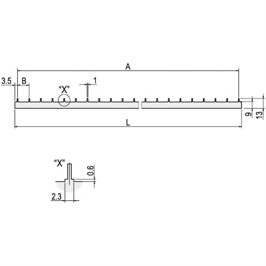 Barre conductrice pour circuits imprimés SCHROFF pour la distribution d'énergie, 3 HP L338.3mm