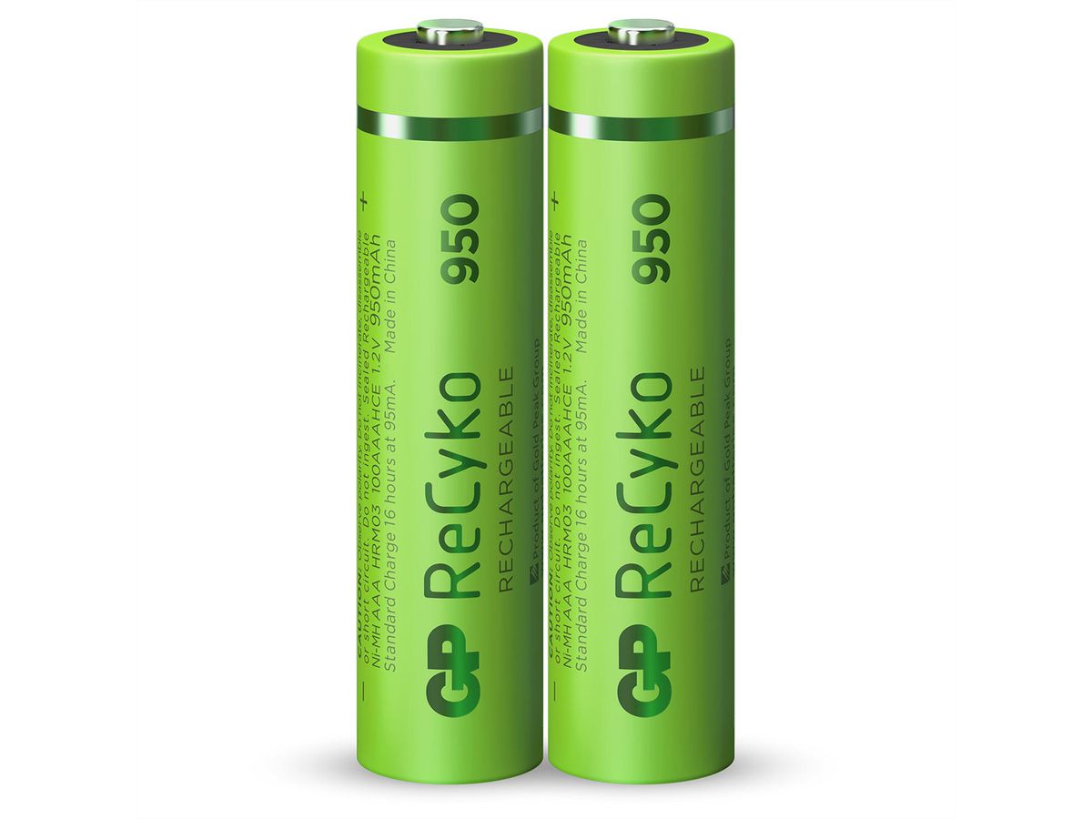 GP Batteries RECYKO+, HR03, 2x AAA, Micro, Akkus, NiMH, 950mAh