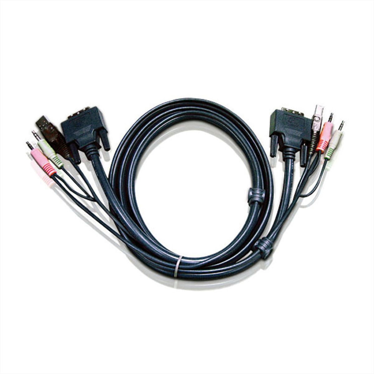 ATEN 2L-7D03UI Câble KVM DVI-I (Single Link), USB, Audio, noir, 3 m