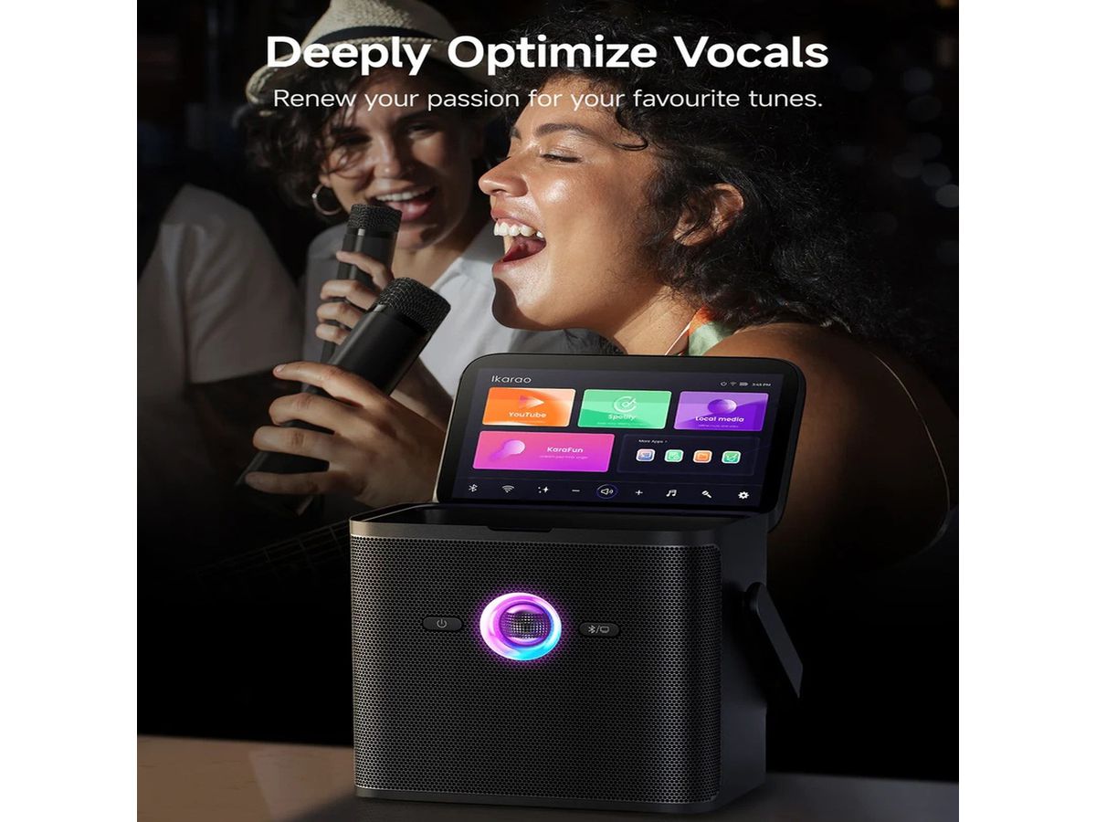 Ikarao Shell S3 Karaoke Maschine mit 7 Zoll Touchscreen, Tragbare Karaoke Maschine