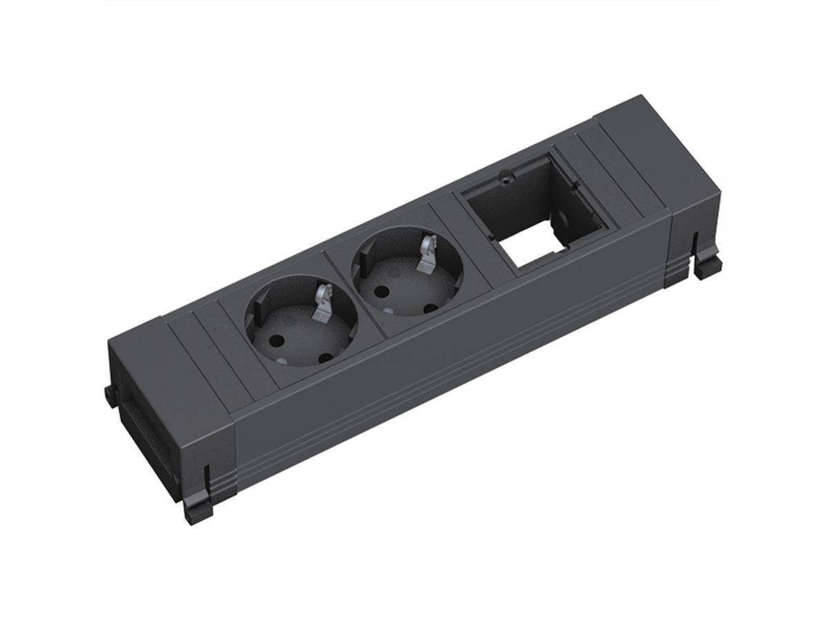 BACHMANN POWER FRAME 2xCEE7/3 1xCM, Kunststoffprofil 0,2m GST18