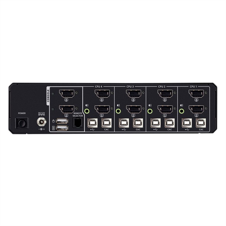 ATEN CS1144DPH4C Commutateur KVM sécurisé universel à 4 ports USB 5K DisplayPort/HDMI double écran avec CAC