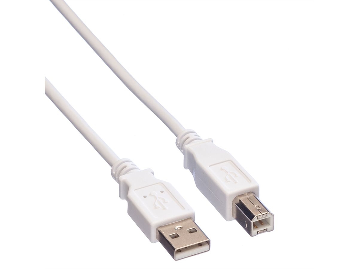 VALUE USB 2.0 Kabel, Typ A-B, weiß, 4,5 m