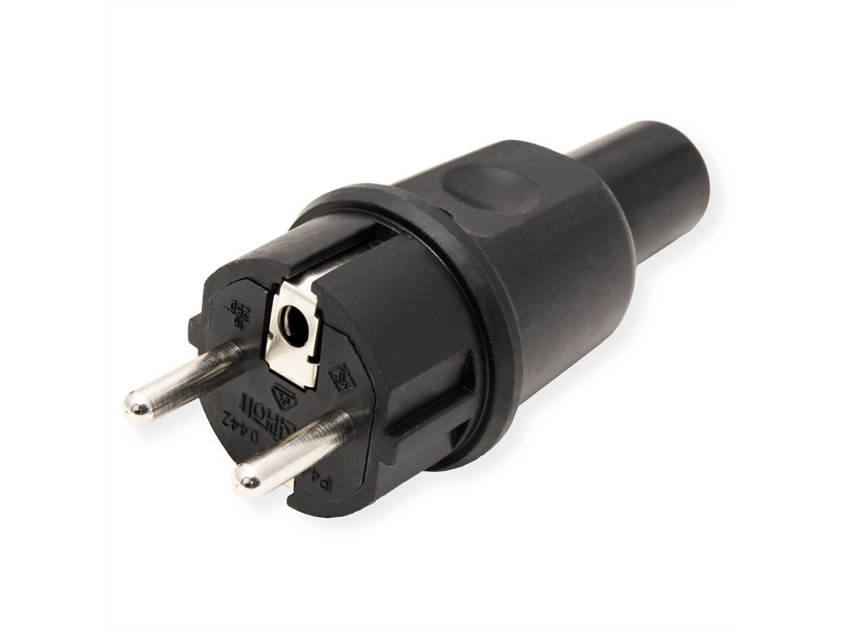 BACHMANN Vollgummi Stecker, deutsch-franz. System, IP44, schwarz