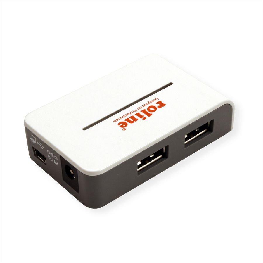 ROLINE USB 2.0 Hub "Black and White", 4 Ports, mit Netzteil