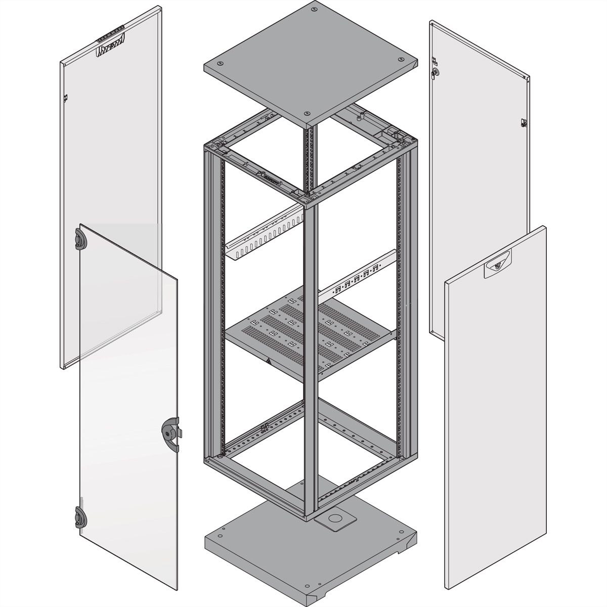 Cadre d'armoire Novastar SCHROFF, Universal Heavy-Duty, 12 U 553W 800D