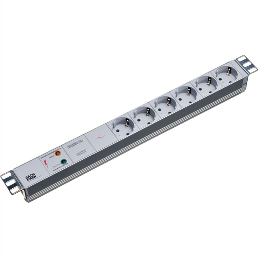 BACHMANN Bâti de prises 19" 6x avec GVS sans interrupteur