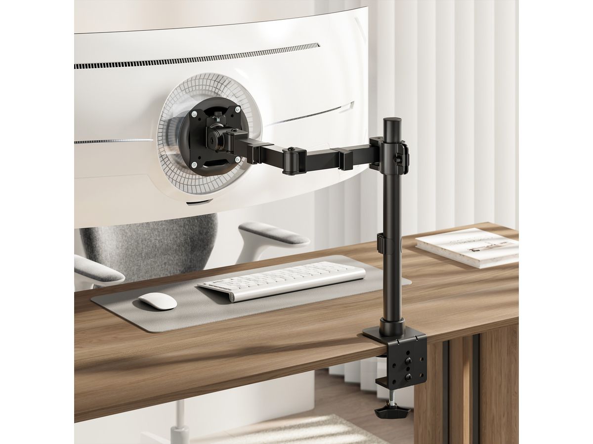 VALUE Schwerlast-LCD-Arm, Trägerstange, 4 Gelenke, Tischmontage, bis 20kg