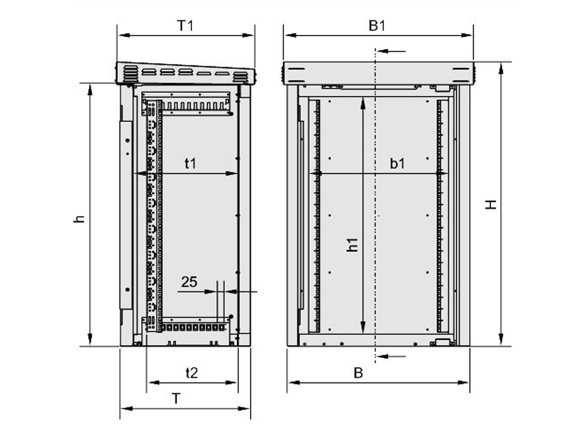SCHROFF Armoire monobloc d'extérieur avec porte simple, 1100H 20 U, 700W 500D