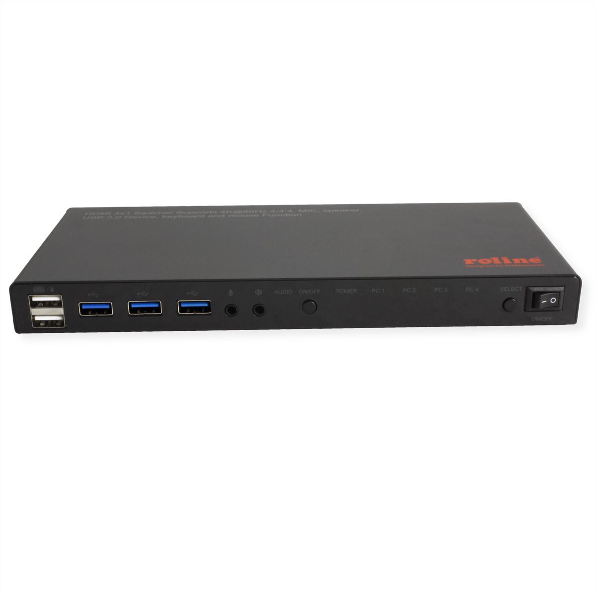 ROLINE Switch KVM, HDMI 4K, USB, 1 User - 4 PC , avec hub USB 3 ports