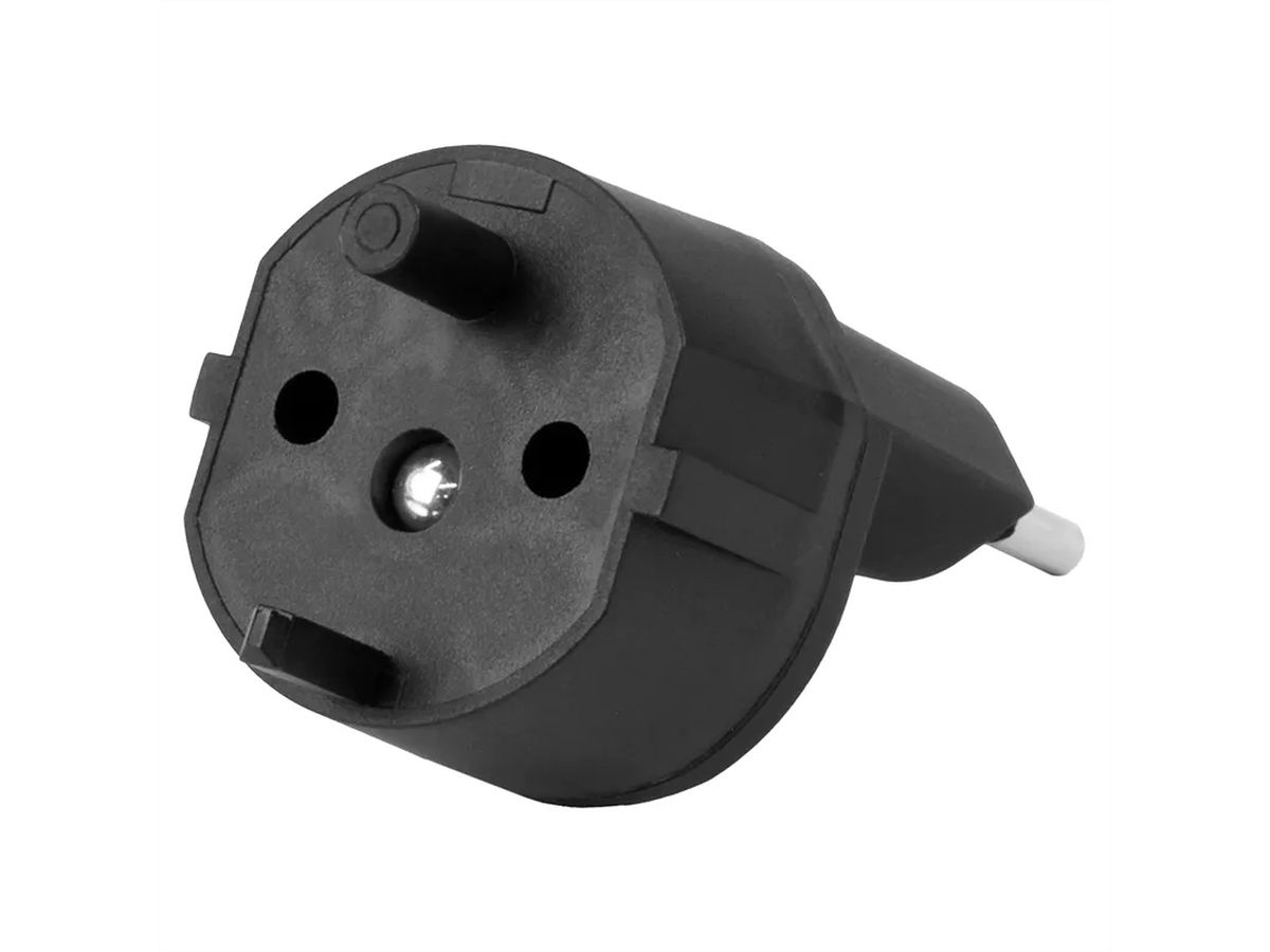Steffen FIX Adapter DE/CH, CEE7/17 T11 2-polig dezentral schwarz
